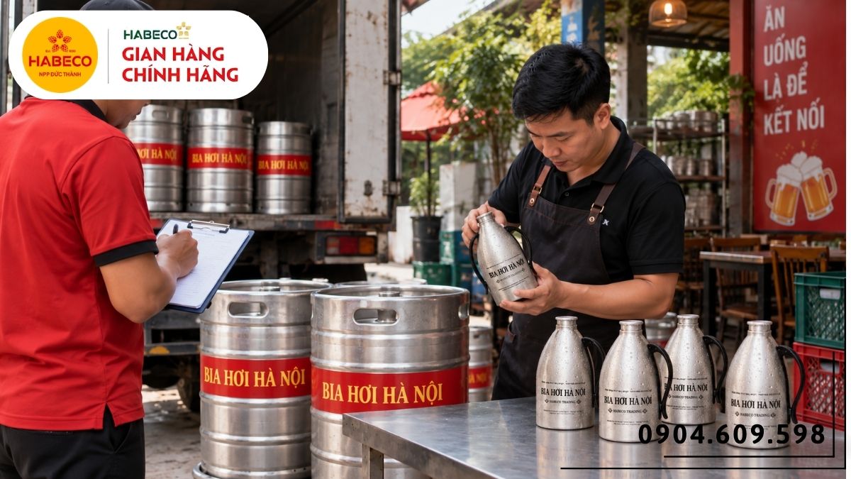 Khu vực giao nhận keg và bom bia hơi cho quán