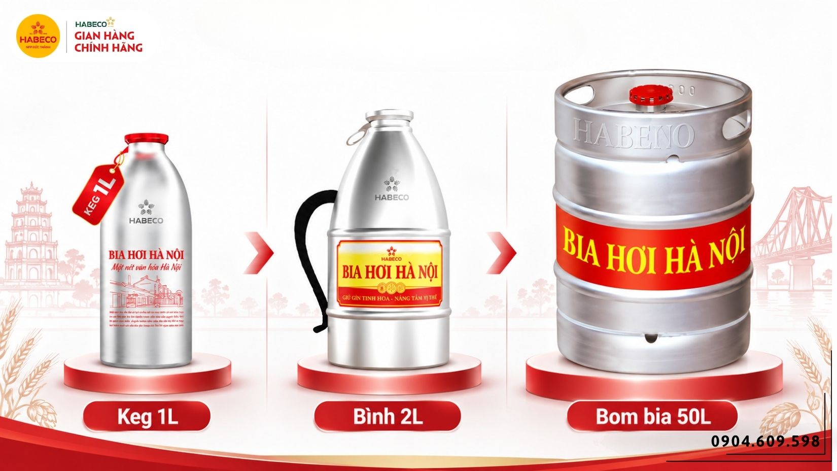 Keg bia 1L 2L và bom bia 50L cho nhà hàng