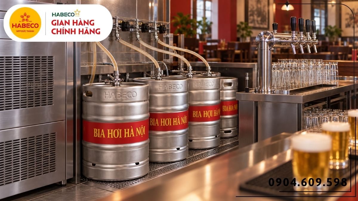 Keg và tủ bảo quản Bia Hơi Hà Nội tại quán