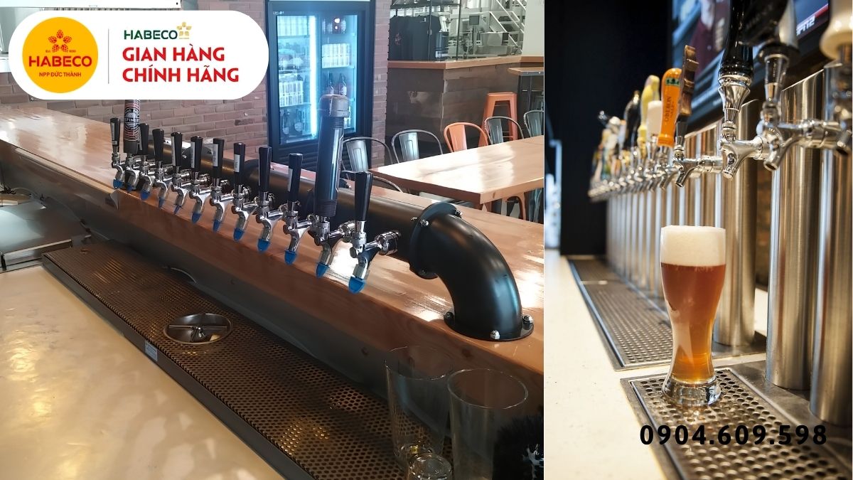Quán nhậu mới chuẩn bị khu vực keg và tủ bảo quản bia hơi trước khai trương