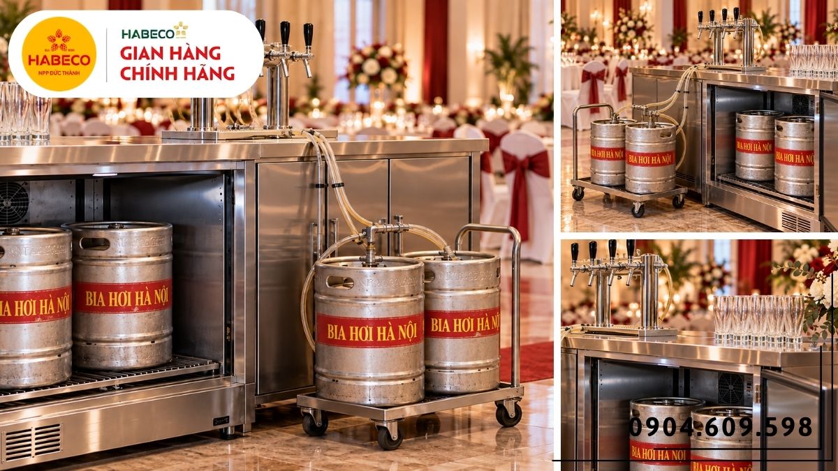Setup keg bom bia và khu vực phục vụ bia hơi cho sự kiện