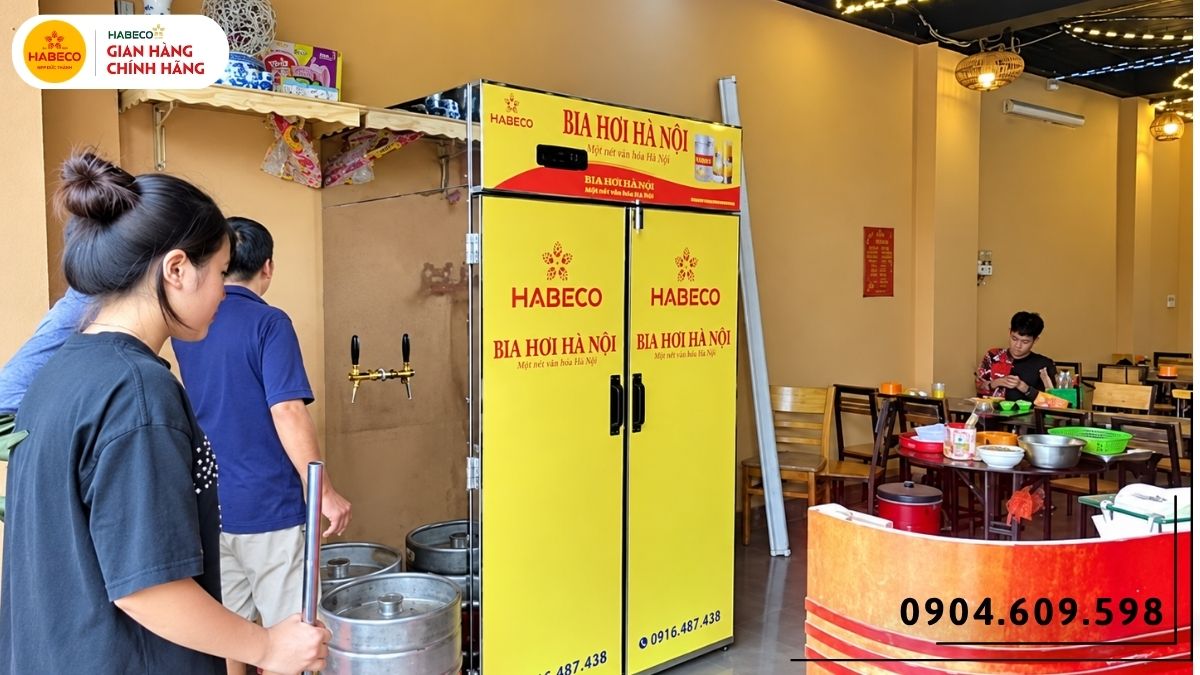 Setup tủ bảo quản bom bia và đường bia cho quán
