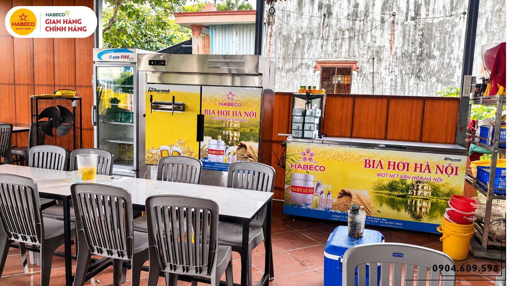 Sơ đồ khu nhận bia, bảo quản, bom bia, đường dẫn và vòi rót trong nhà hàng