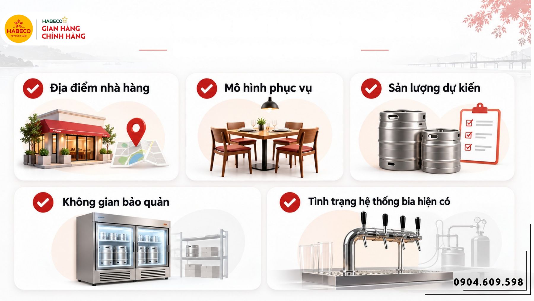Sơ đồ luồng nhận hàng bảo quản keg bom đường bia và vòi rót tại nhà hàng